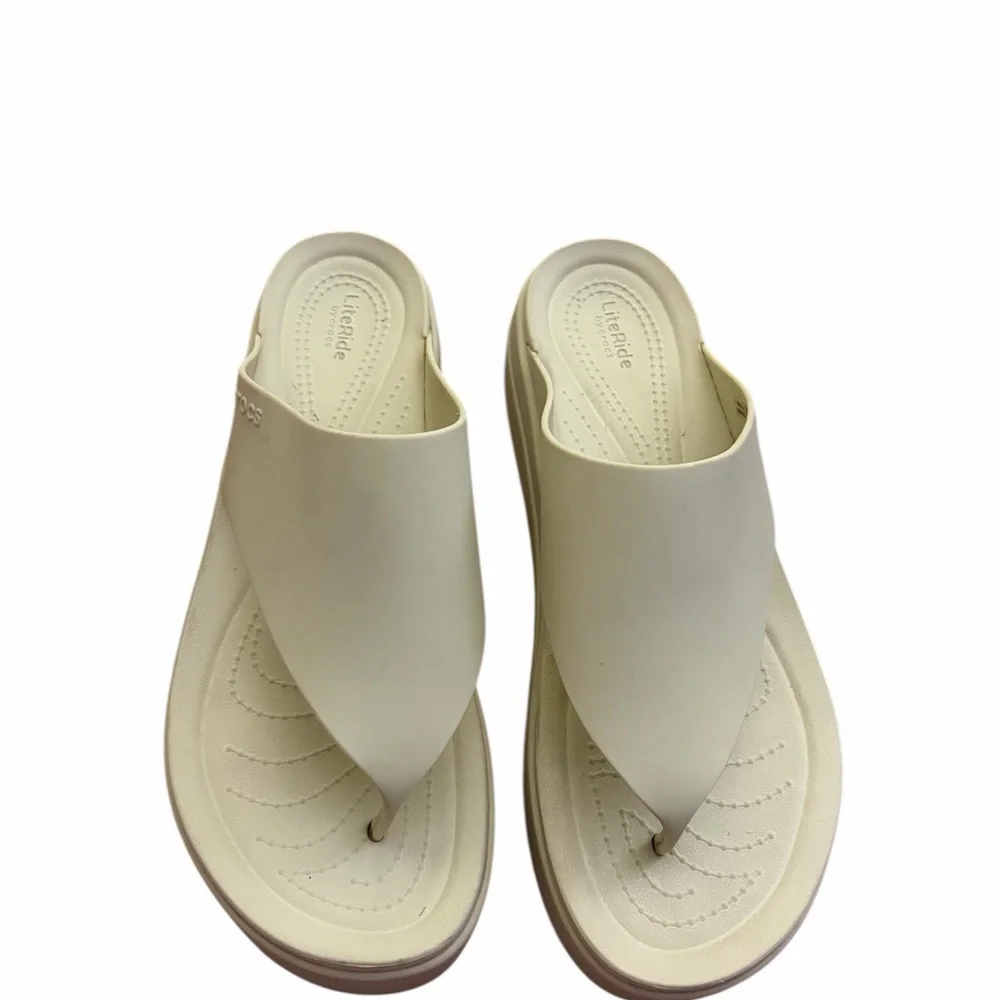 CROCS Lite Ride Brooklyn Bone‎ Women's wedge Sandals Sz 11